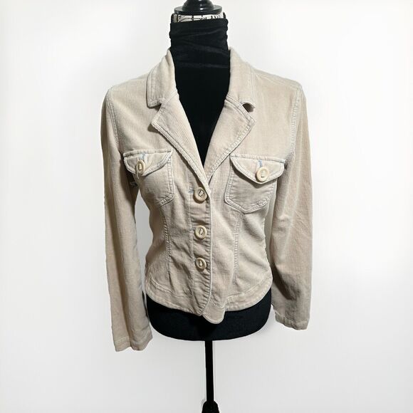 PLUGG Corduroy Jacket Fitted 3 Button Front Woman’s Size Medium office siren - Picture 1 of 11